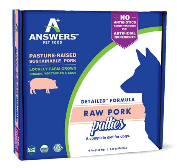 Answers Pet Food, Pork Patties, 4 Pounds