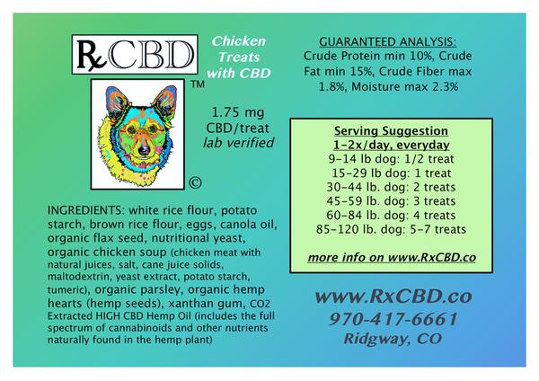RxCBD, CBD Dog Chicken Treats for Small to Medium Dogs, 1 RxCBD, CBD Dog Chicken Treats for Small to Medium Dogs, 1.75mg